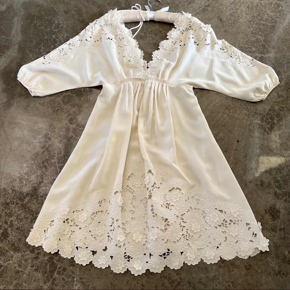 BCBG Max Azria Runway cream silk dress, sz XXS